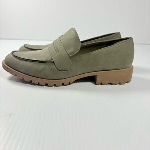 Me Too Oriel Slip In Penny Loafers Olive Green Chunky Sole Sz11 Preppy Academia